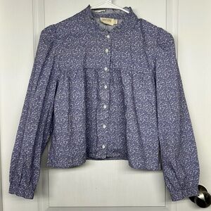 Nation LTD Pintuck Crop NWT  French Quarter Floral Victorian Shirt Sz S Cottage